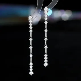 New Fashion Long Cubic Zirconia Minimalist lines Earrings, Wedding Bride's Jewelry Tassels Earrings LYA097