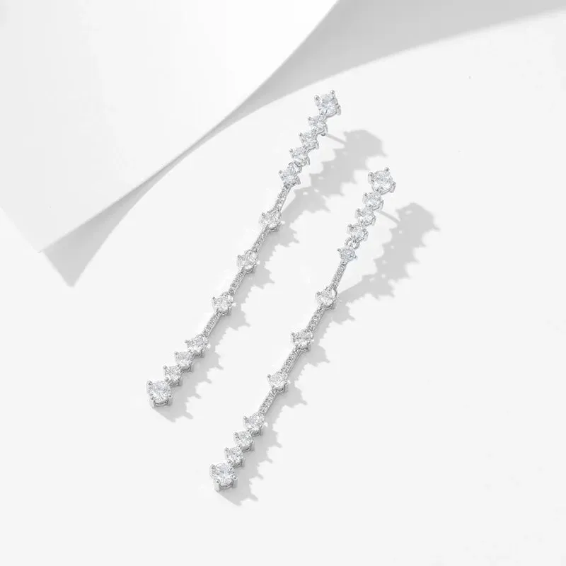New Fashion Long Cubic Zirconia Minimalist lines Earrings, Wedding Bride's Jewelry Tassels Earrings LYA097