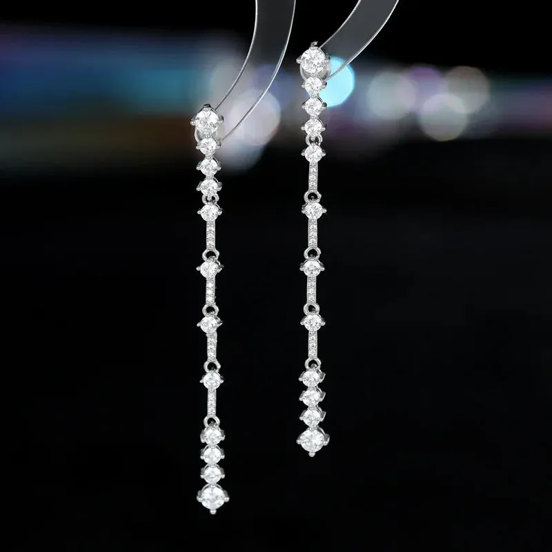 New Fashion Long Cubic Zirconia Minimalist lines Earrings, Wedding Bride's Jewelry Tassels Earrings LYA097
