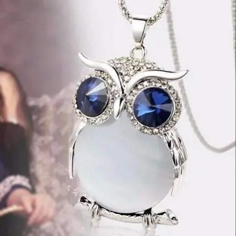 Night Shades Austrian Crystal Owl Cabochon Necklace ~ Three Colors