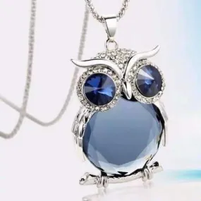 Night Shades Austrian Crystal Owl Cabochon Necklace ~ Three Colors