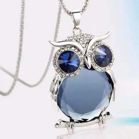 Night Shades Austrian Crystal Owl Cabochon Necklace ~ Three Colors