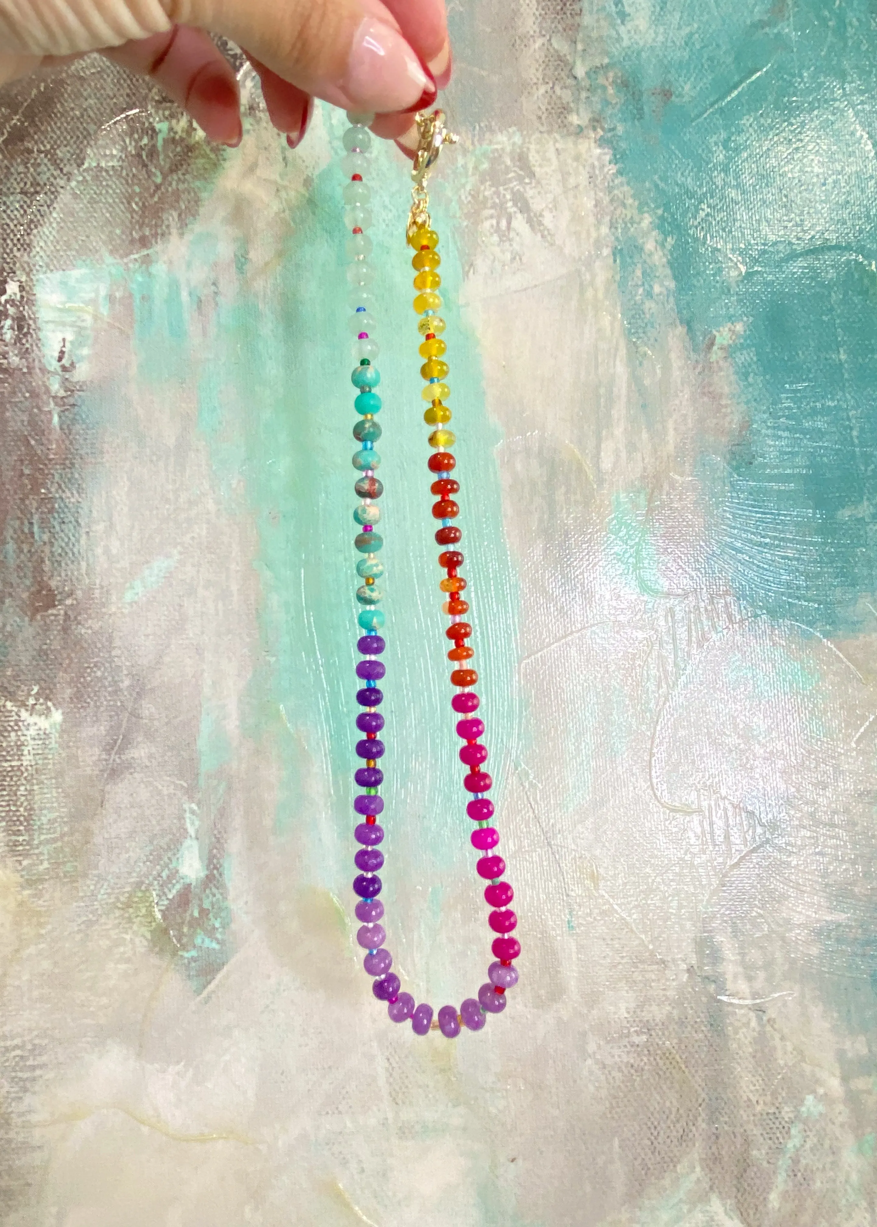 'Nora' Multicolor Natural Stone Necklace
