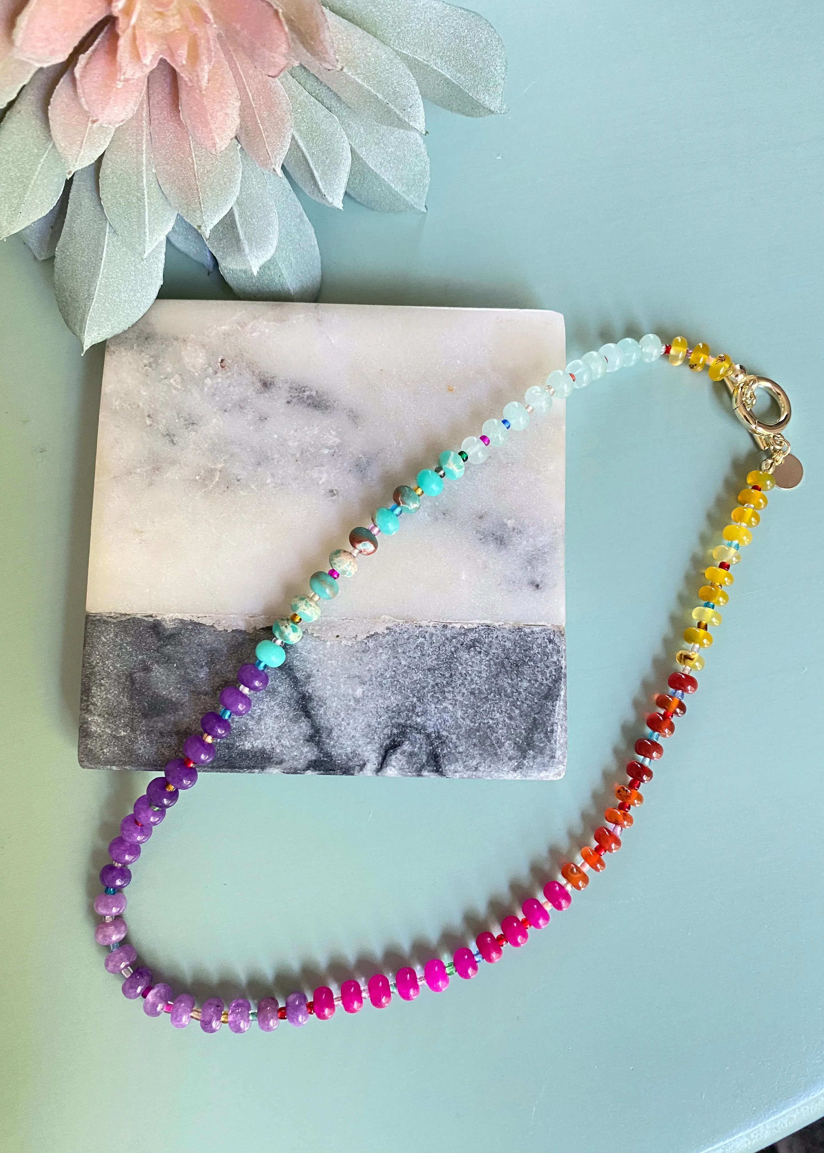 'Nora' Multicolor Natural Stone Necklace
