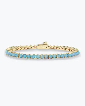 Not Your Basic Tennis Bracelet - Gold|Blue Opal