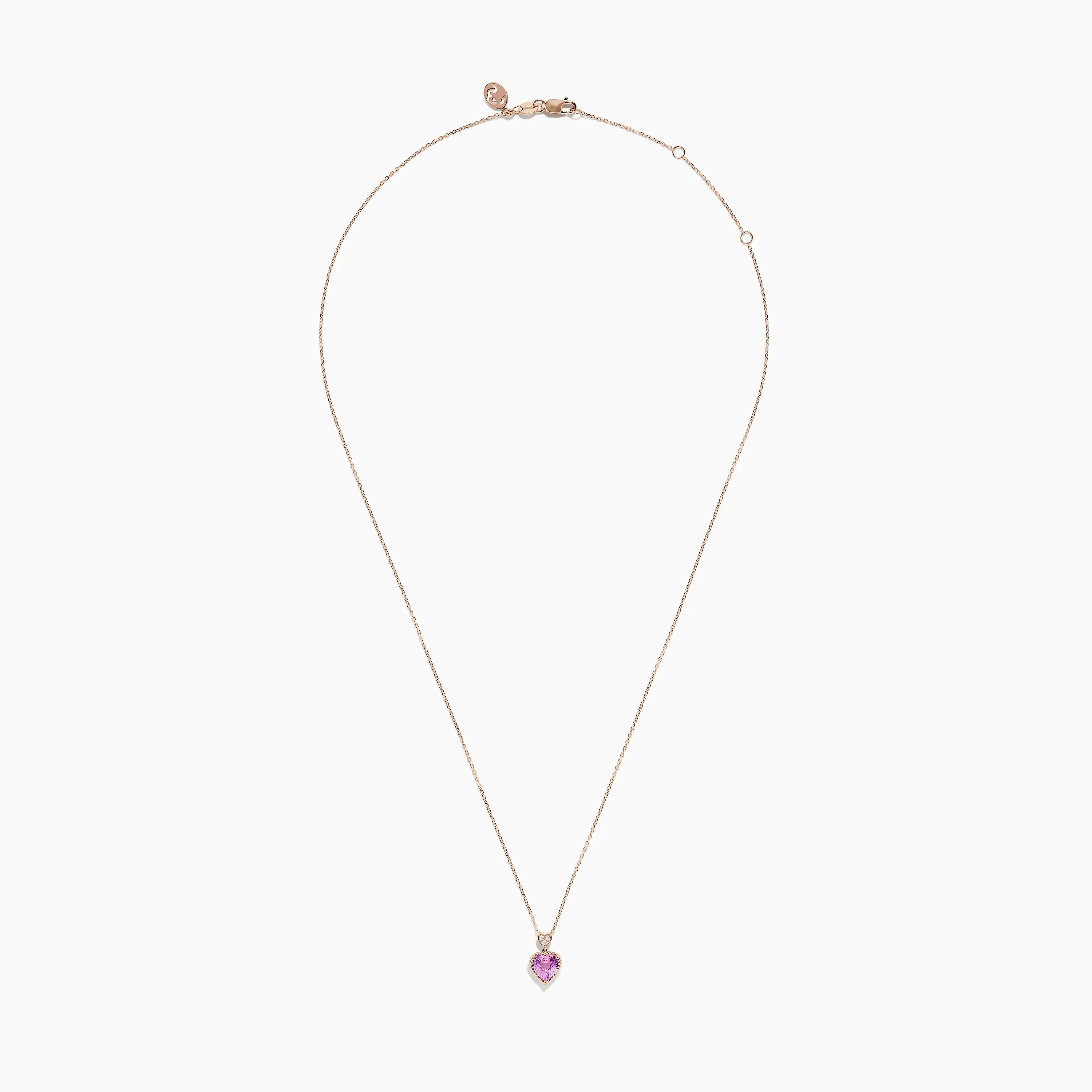 Novelty 14K Rose Gold Pink Sapphire and Diamond Necklace