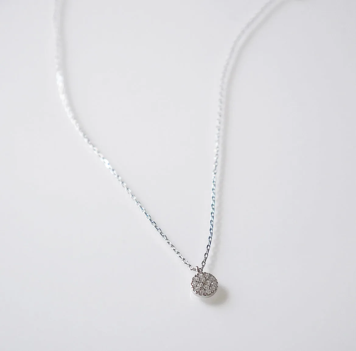 Ocean View Tiny Pave Sparkle Charm Necklace .925 sterling silver