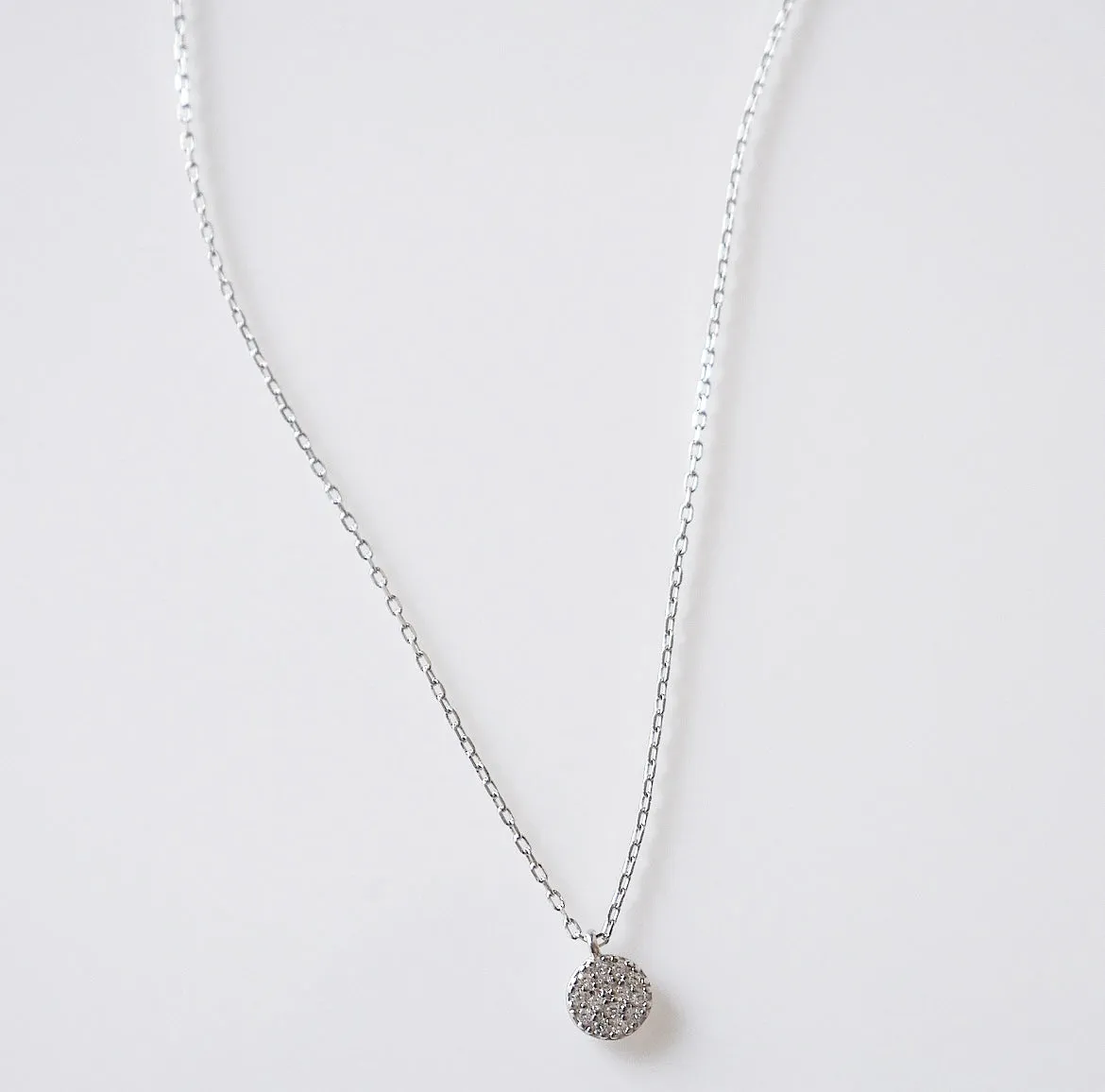 Ocean View Tiny Pave Sparkle Charm Necklace .925 sterling silver
