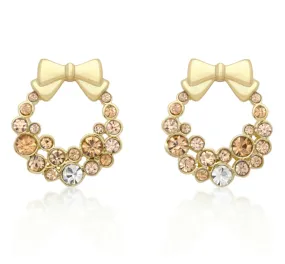 Onia Holiday Wreath Earrings | 3ct | Cubic Zirconia | 18k Gold