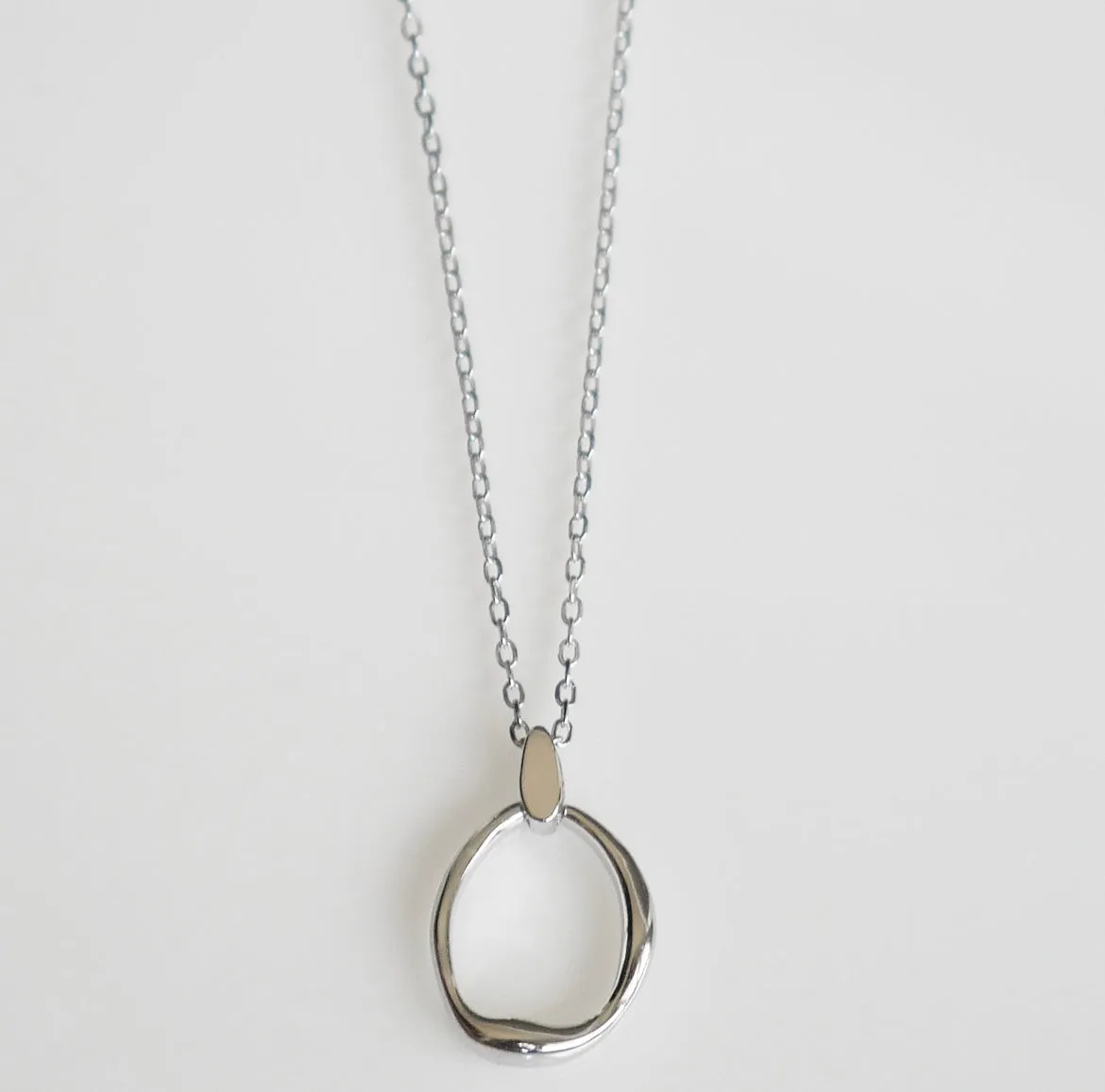 Oval Circle Necklace 925 Sterling Silver Irregular Open Oval Circle Dainty Necklace