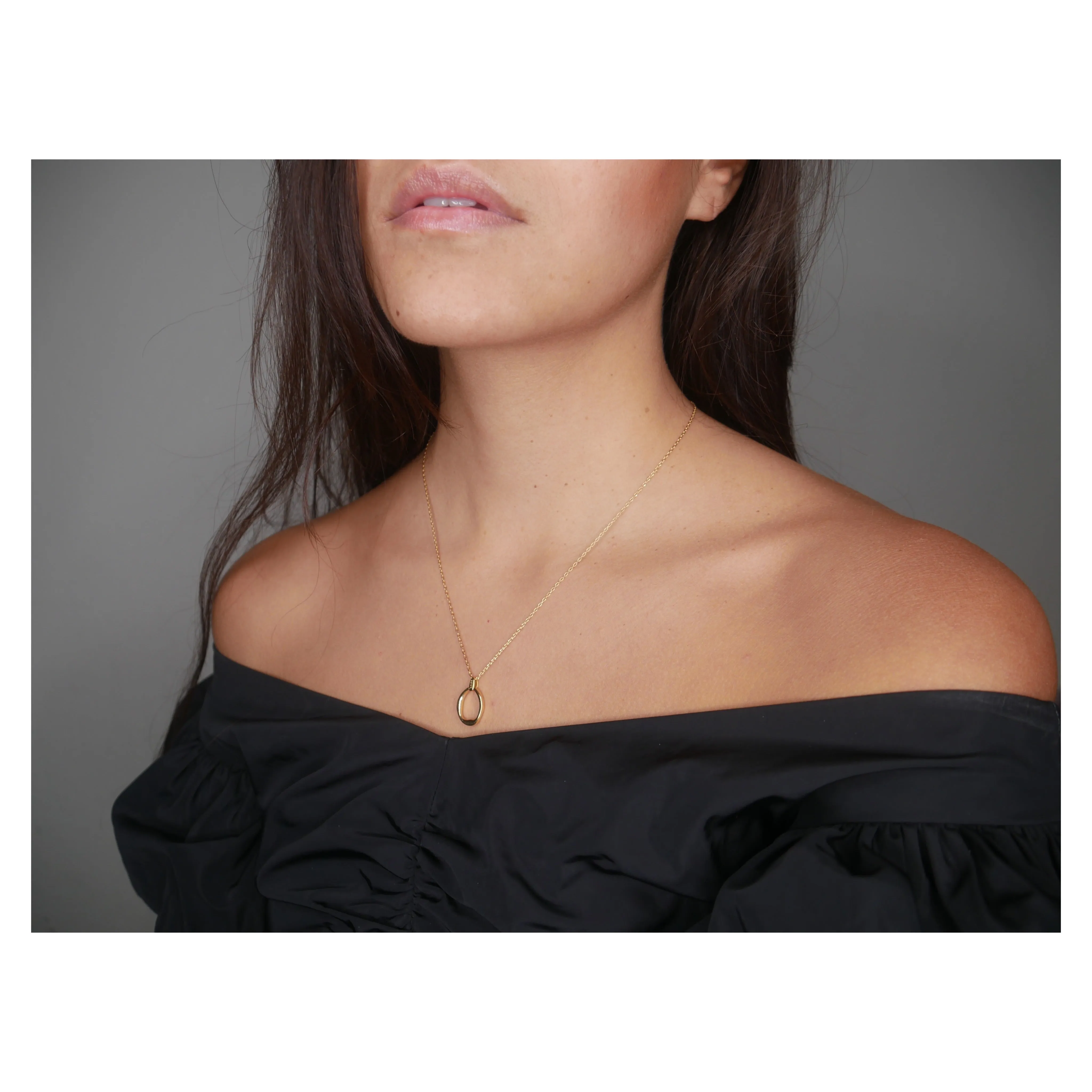 Oval Circle Necklace 925 Sterling Silver Irregular Open Oval Circle Dainty Necklace
