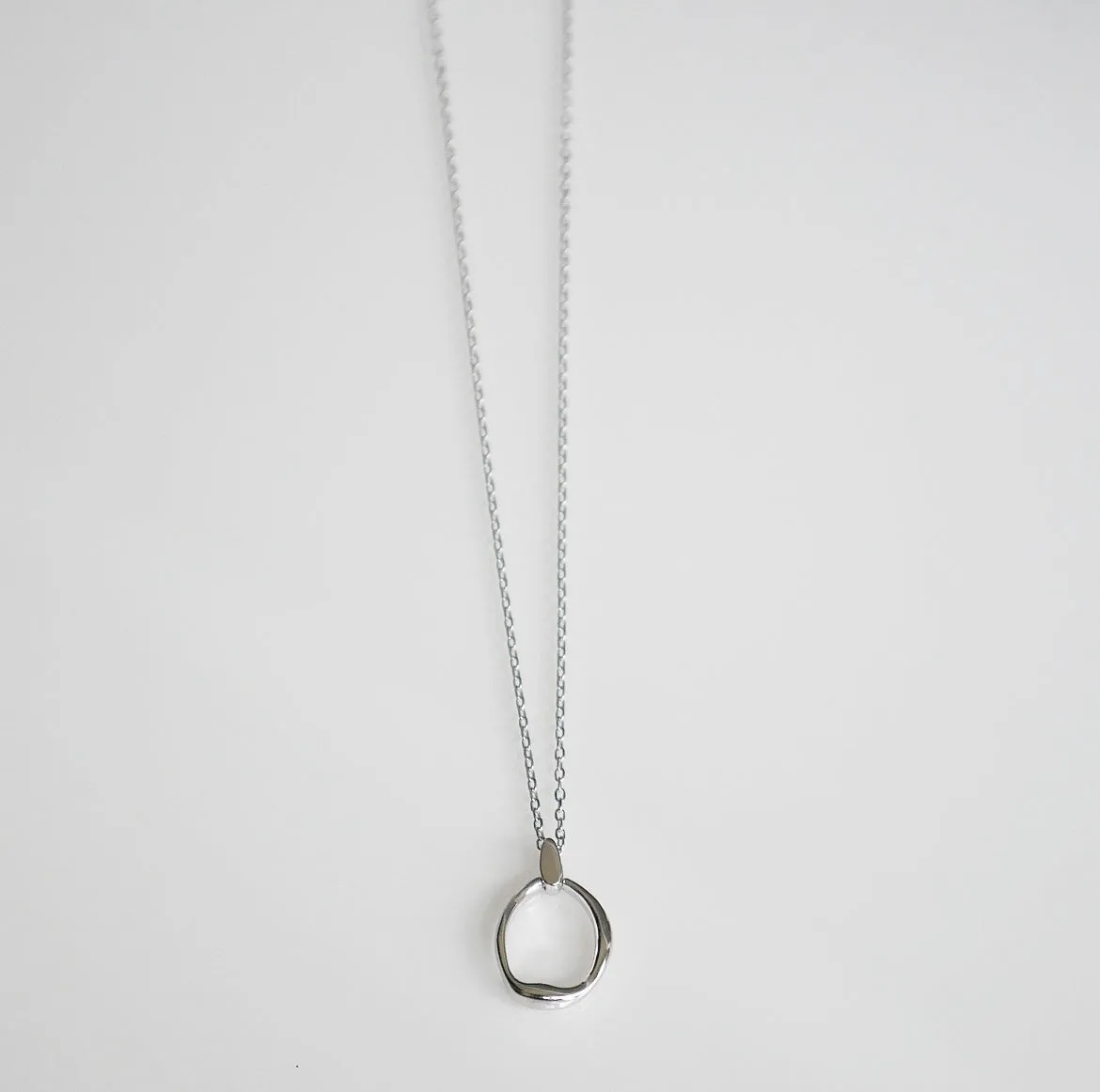 Oval Circle Necklace 925 Sterling Silver Irregular Open Oval Circle Dainty Necklace