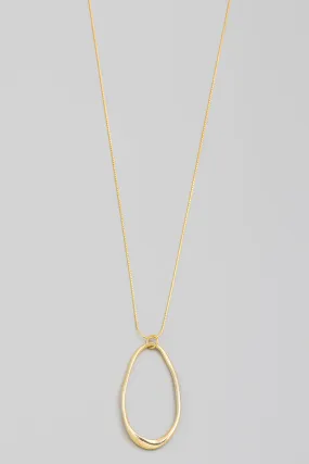 Oval Cut Out Long Necklace in Gold