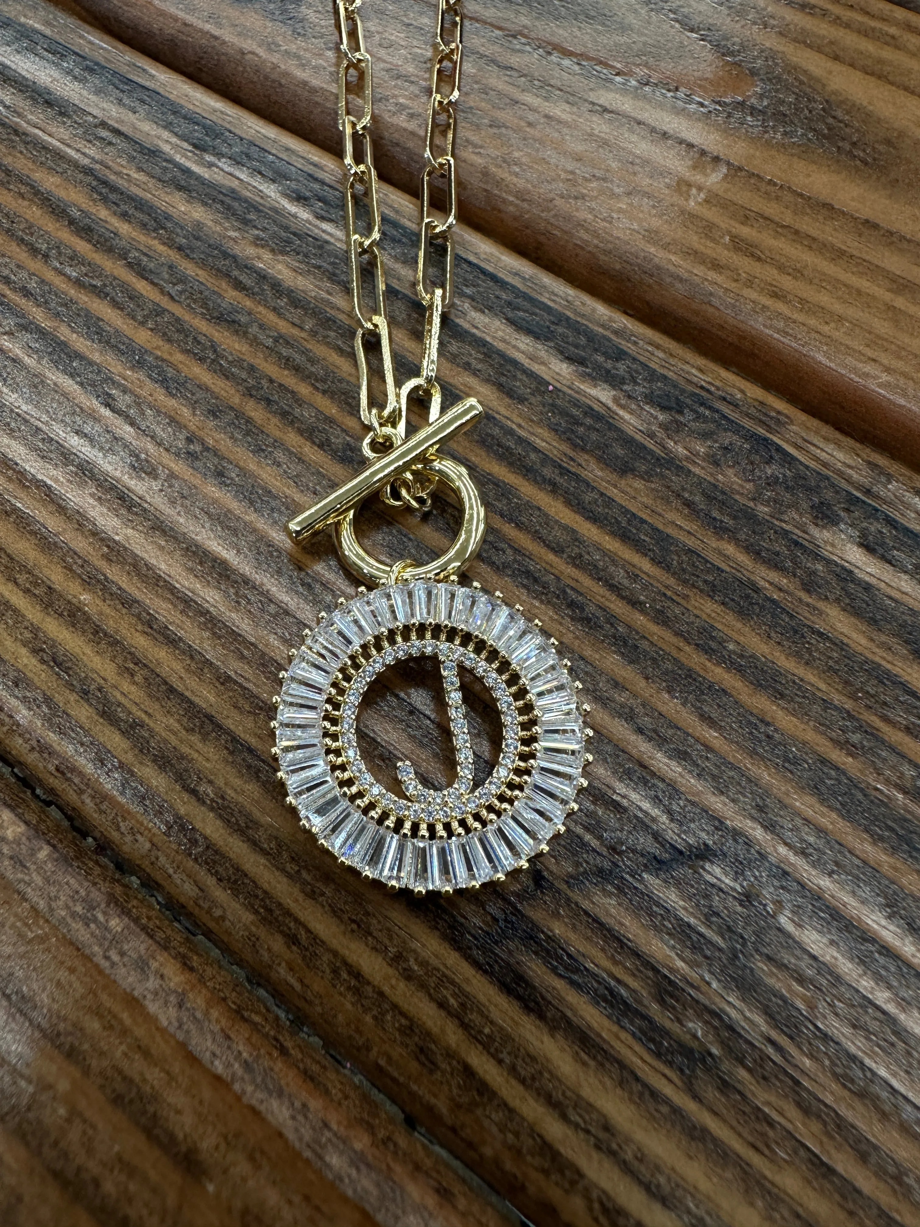 Paperclip Chain Radiant Initial Necklace J