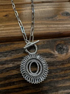 Paperclip Chain Radiant Initial Necklace O