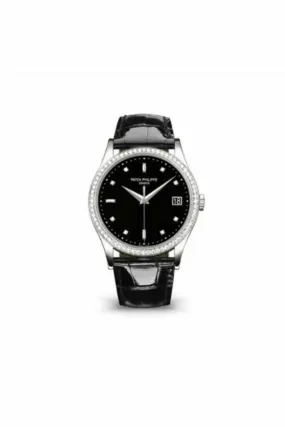 patek philippe calatrava white gold with ebony black opal dial watch