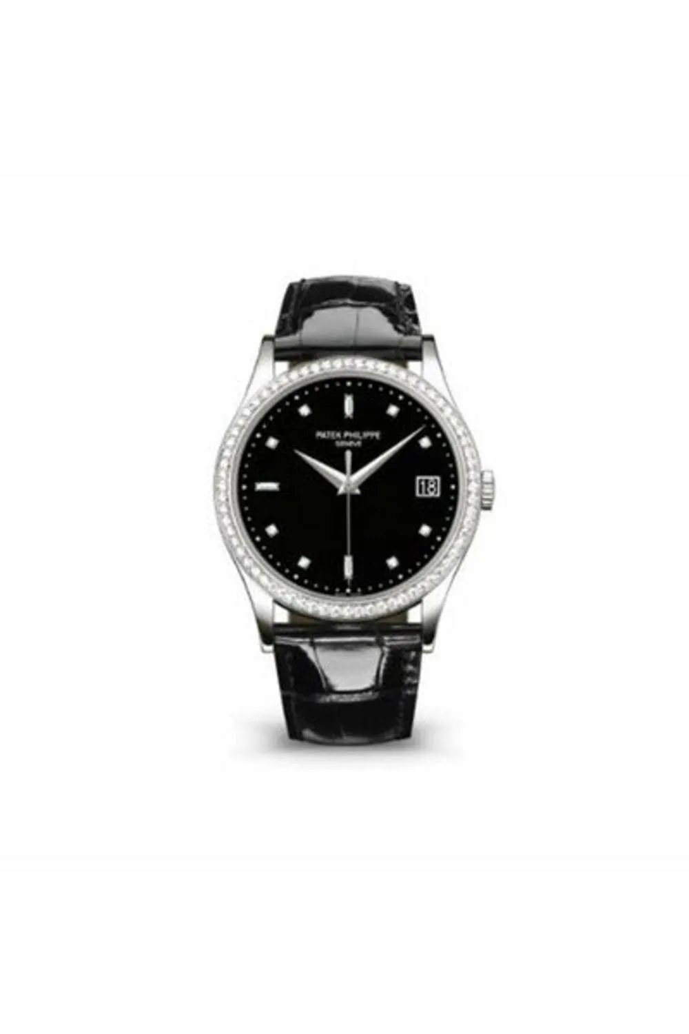 patek philippe calatrava white gold with ebony black opal dial watch