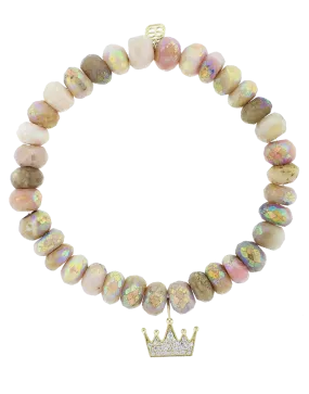 Pave Diamond Crown Charm Bracelet