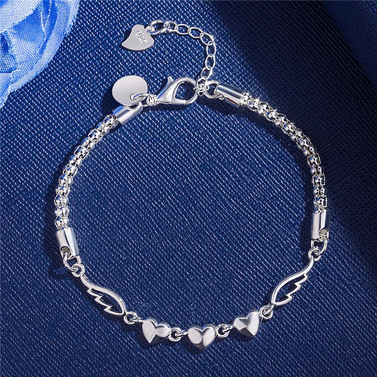 Peach Heart Angel Wing Bracelet