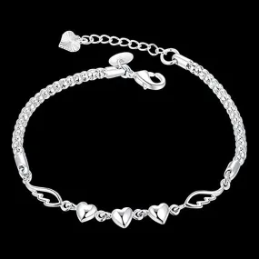 Peach Heart Angel Wing Bracelet
