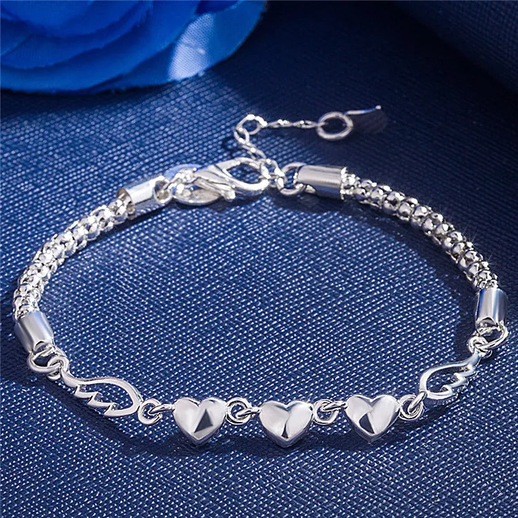 Peach Heart Angel Wing Bracelet