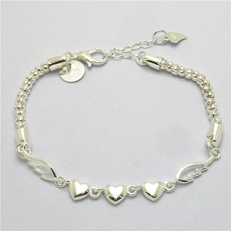 Peach Heart Angel Wing Bracelet