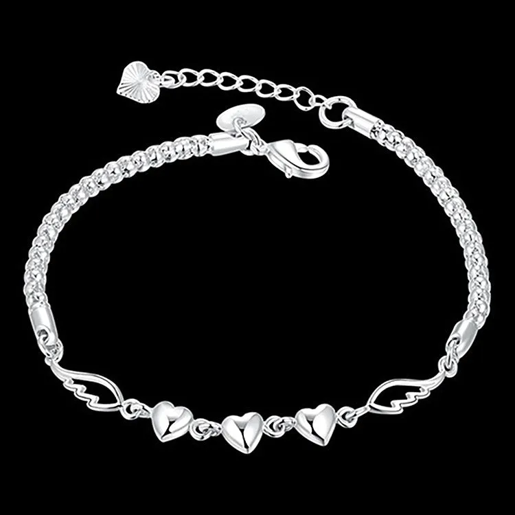 Peach Heart Angel Wing Bracelet