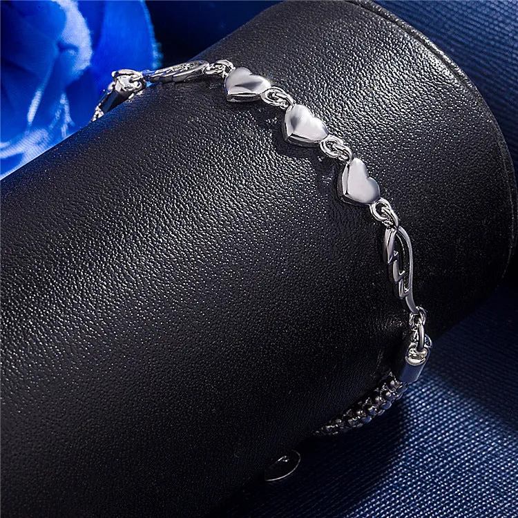 Peach Heart Angel Wing Bracelet