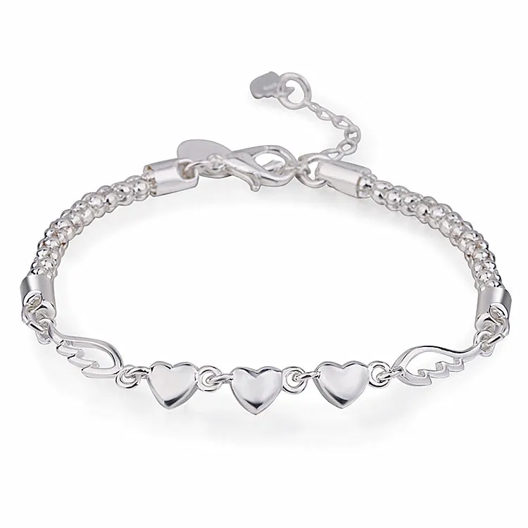 Peach Heart Angel Wing Bracelet