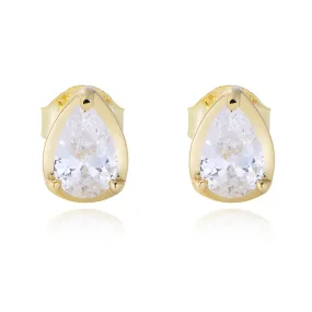 Pear Drop Zircon Silver Studs Earrings for Women