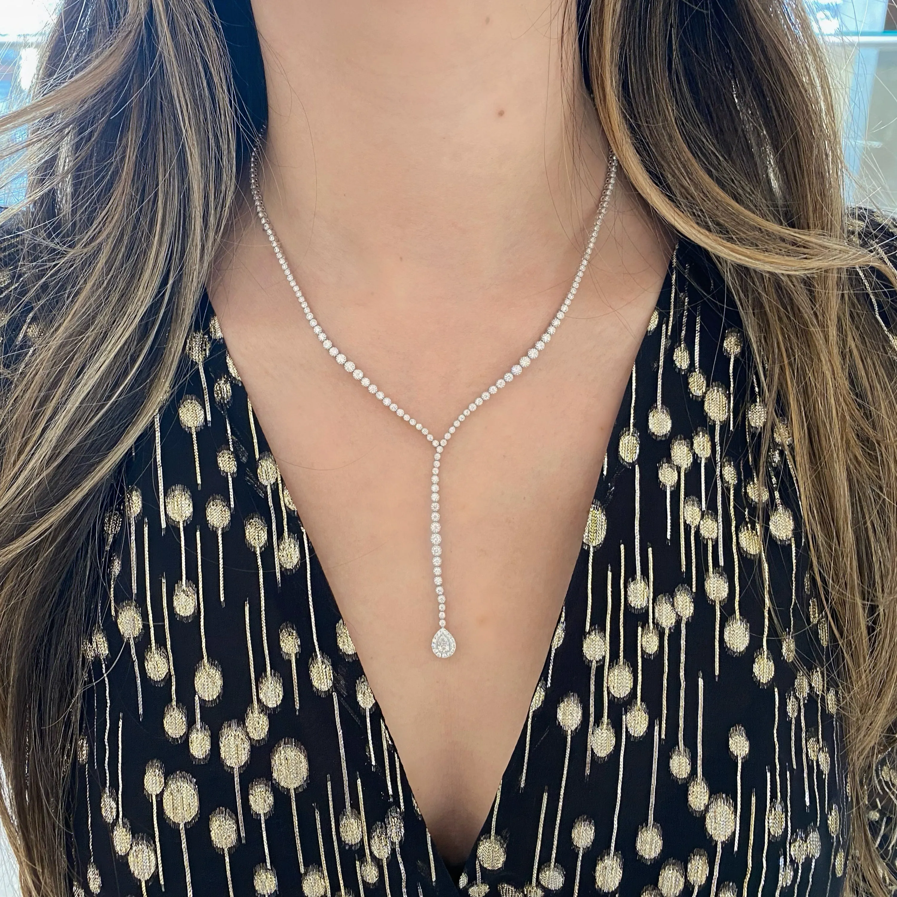Pear-Shaped Diamond Lariat Necklace