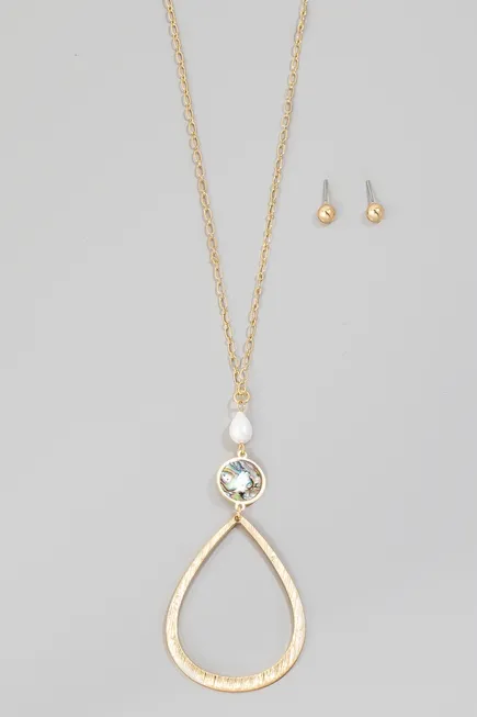 Pearl & Shell Teardrop Long Necklace