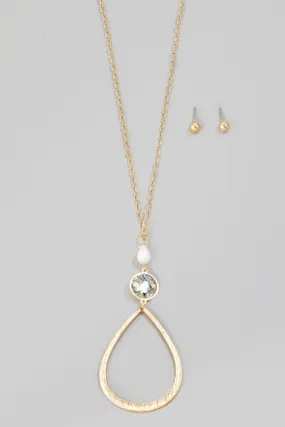 Pearl & Shell Teardrop Long Necklace