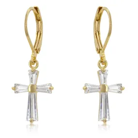 Perry CZ Cross Gold Drop Earrings | 1.5ct