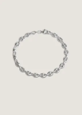 Petite Puffed Mariner Chain Bracelet Silver
