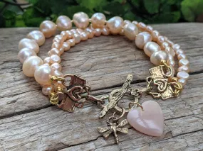 Pink Pearl Multi Strand Bracelet