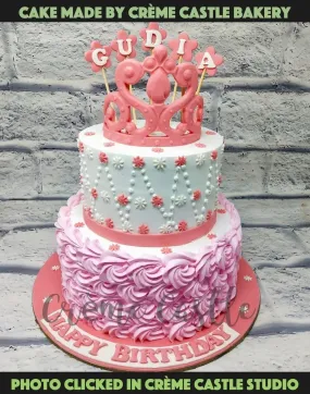 Pink rose and Tiara Cake