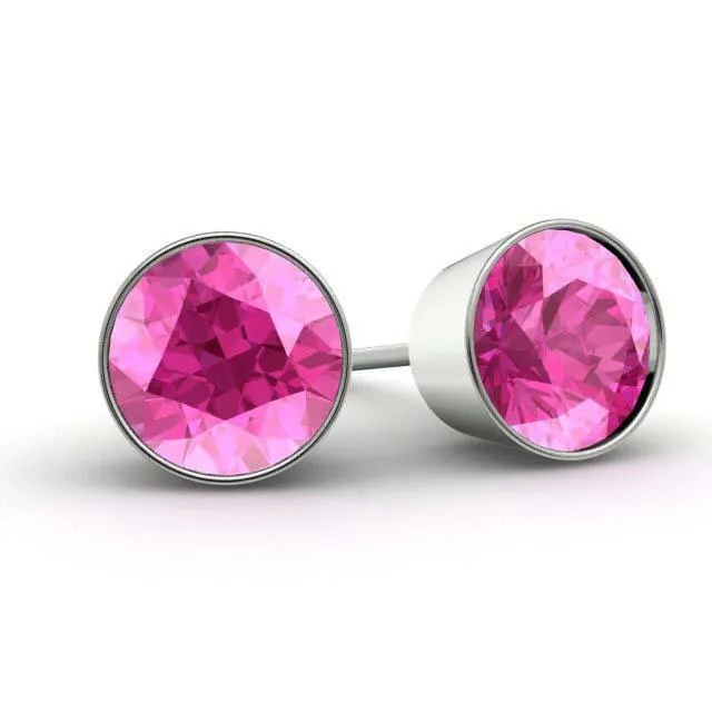 Pink Topaz Stud Earrings