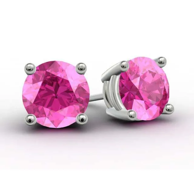 Pink Topaz Stud Earrings