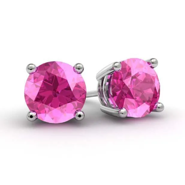 Pink Topaz Stud Earrings