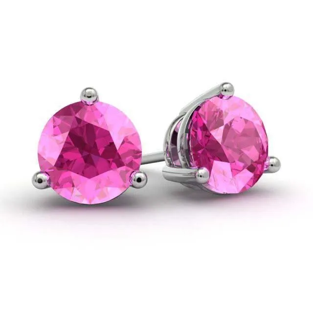 Pink Topaz Stud Earrings