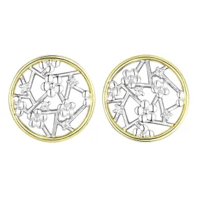Plum Flower Hollow Circle Zircon Sterling Silver Stud Earrings
