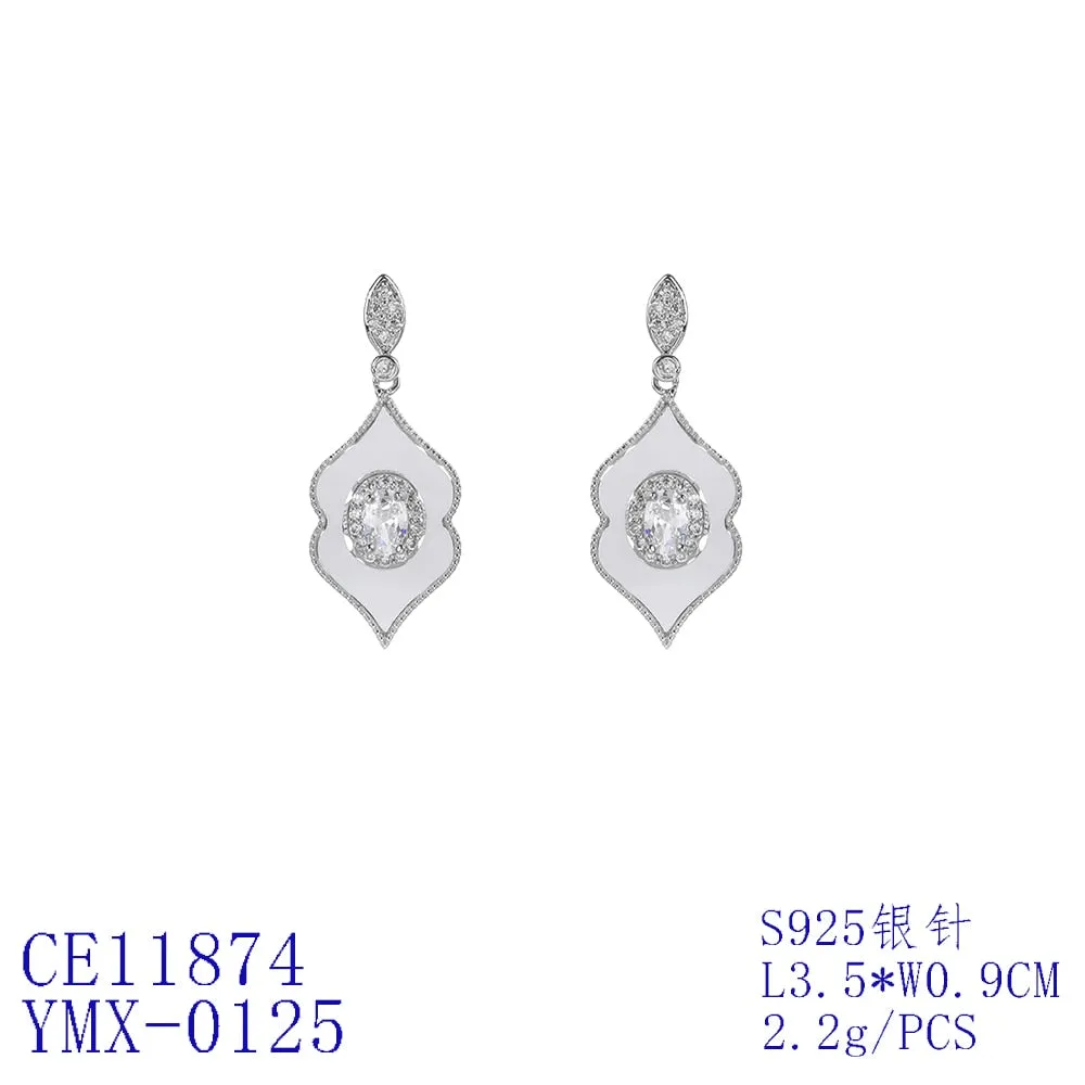 Popular Cubic Zirconia Dangle Earring for Wedding, CZ with Shell Prom Dangle Jewelry for Women and Bride CE11874
