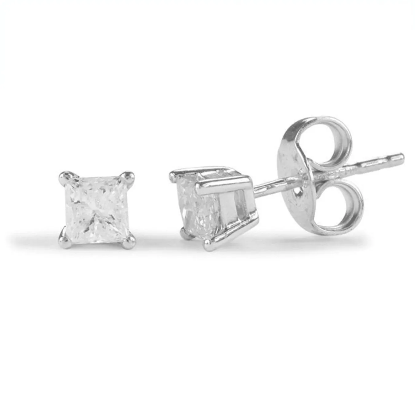 Princess Cut Certified Diamond Earrings - 9ct Gold