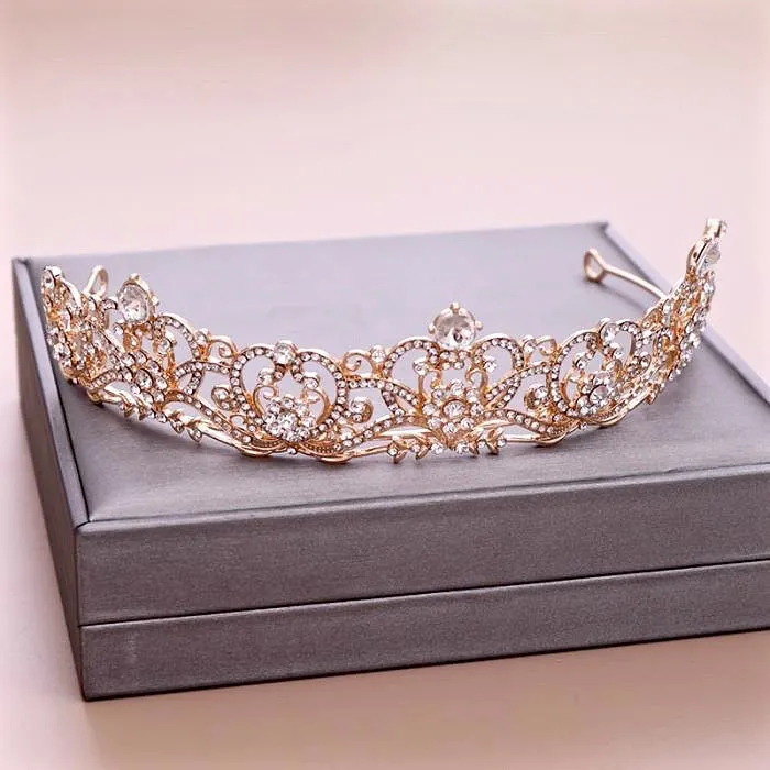 "Alayna" - Rhinestone Bridal Tiara - Available in Rose Gold and Silver