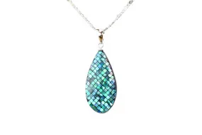 Raden Pendant Necklace - Drop / Green Color / Small Size-, Japanese Lacquer Jewelry, Kyoto Jewelry