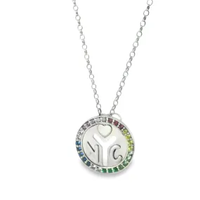 Rainbow 'NYC' Subway Token Necklace