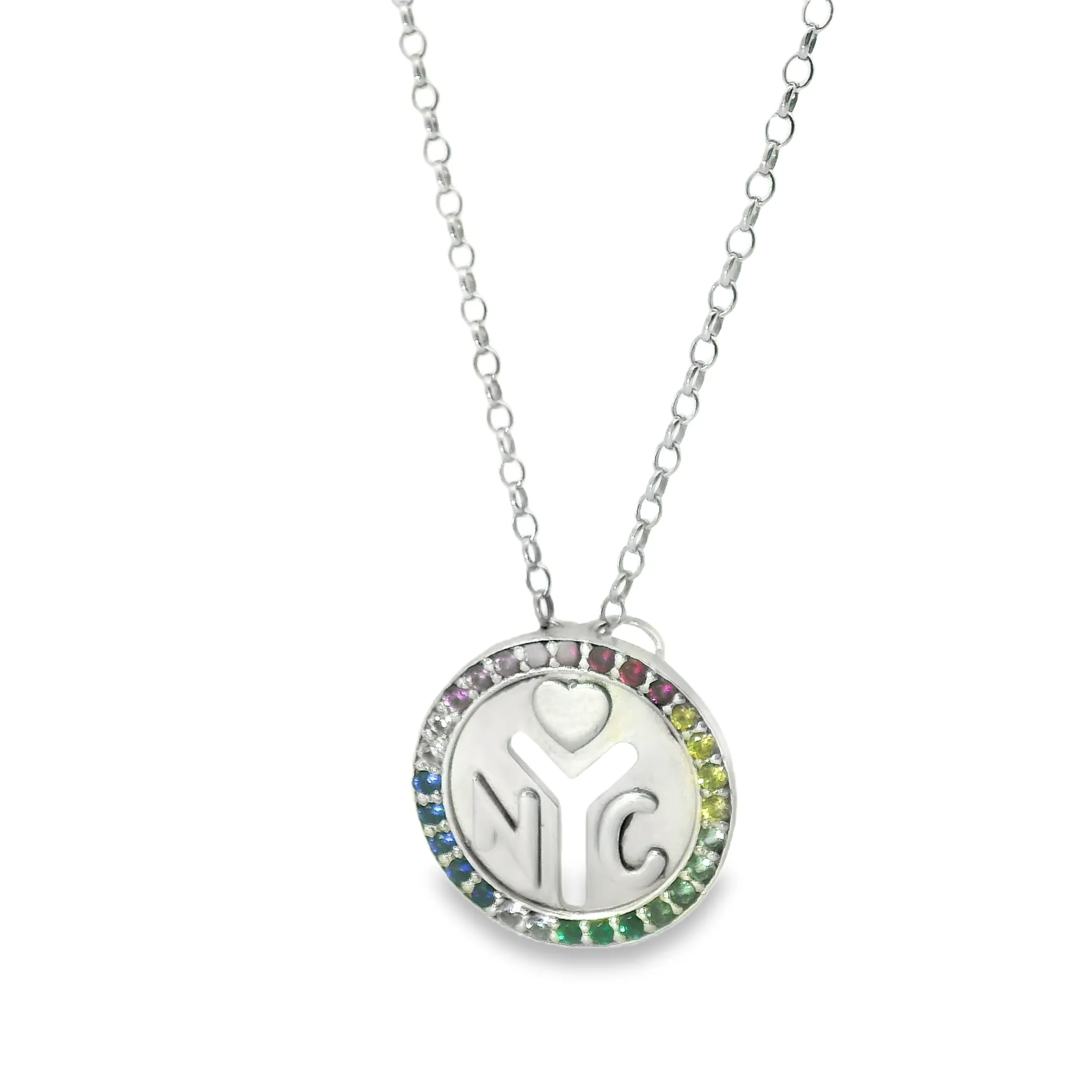 Rainbow 'NYC' Subway Token Necklace