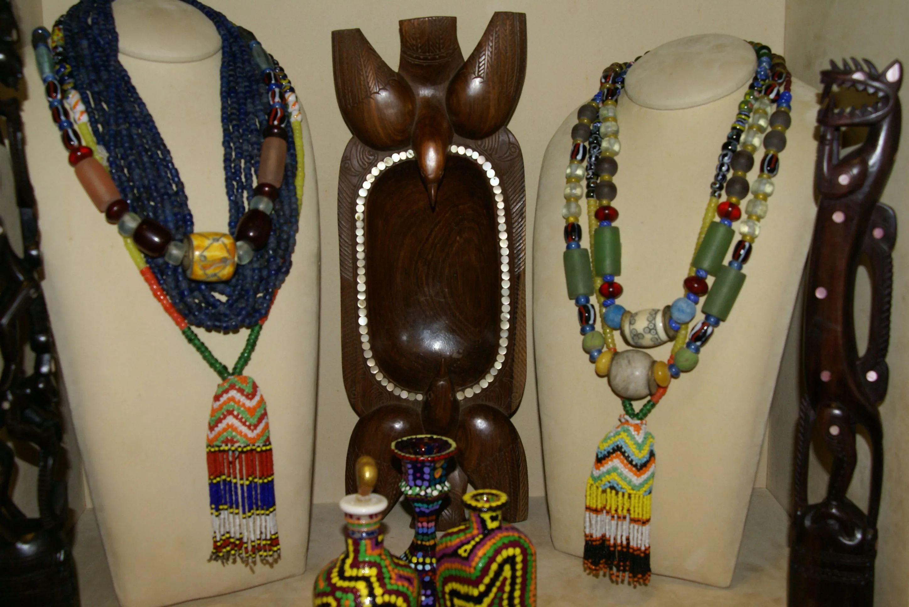 Rare Tribal Ethnic Dayak Iban Tribe Talisman Necklace: Antique Hand Crafted Magical Lukut Sekala , Old Trade Glass Beads, Amber beads, Buffalo Bone Hand Etched Beads, Chinese Coins, collected in 1980’s Borneo Aristocrat Owner, Indonesia. NB5