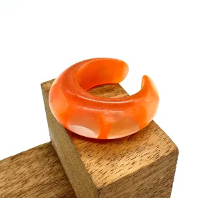 RARE Vintage ORANGE Polka Dot Glow C-Lucite Ring